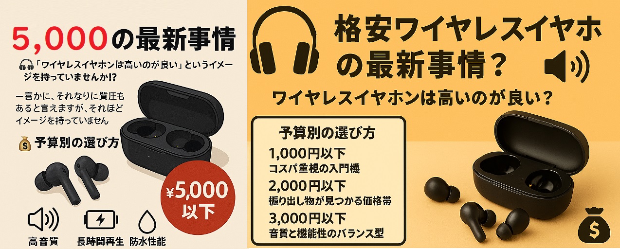 2026年1月版：コスパ最強の格安ワイヤレスイヤホン